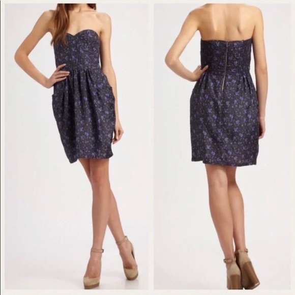 Rebecca Taylor silk floral strapless mini dress size 2 - Picture 2 of 14